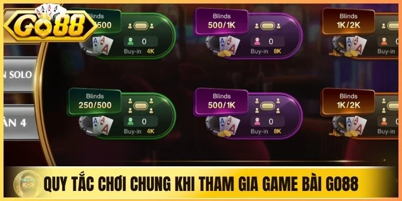 Quy tắc chơi chung khi tham gia game bài Go88