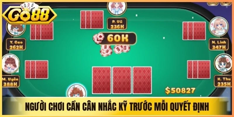 Người chơi cần cân nhắc kỹ trước mỗi quyết định tại vòng cược
